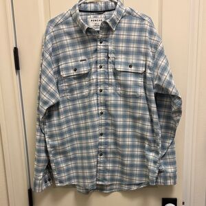 Poncho Outdoors Blue Plaid Men's Casual Button Down Shirt